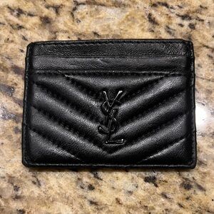 Saint Laurent Cassandre Matelassé Card Case in Smooth Leather